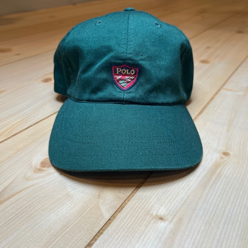 Vtg 90s‎ Polo Golf Ralph Lauren Shield crest Hat Green Strapback Cap preppy NWT